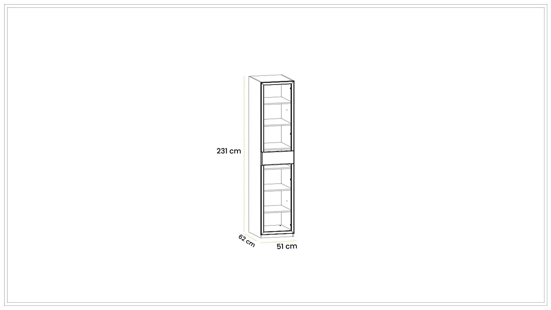 Kaşmir 50 cm Raflı Dolap