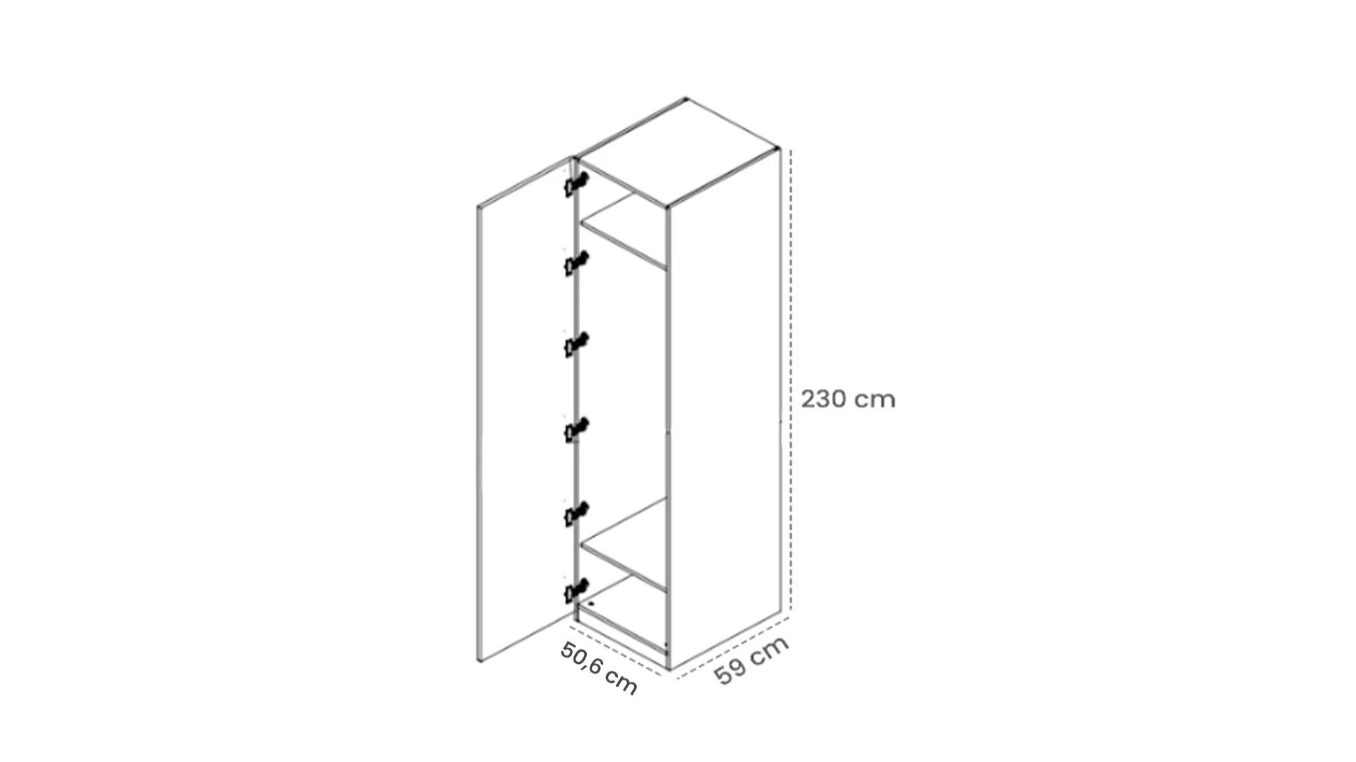 Defne 50cm Hanging Wardrobe Left