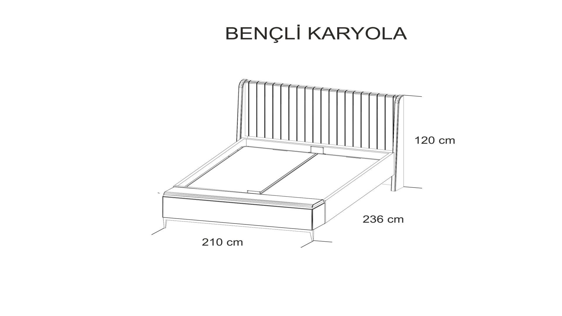 Defne 180cm Bedstead With Bench