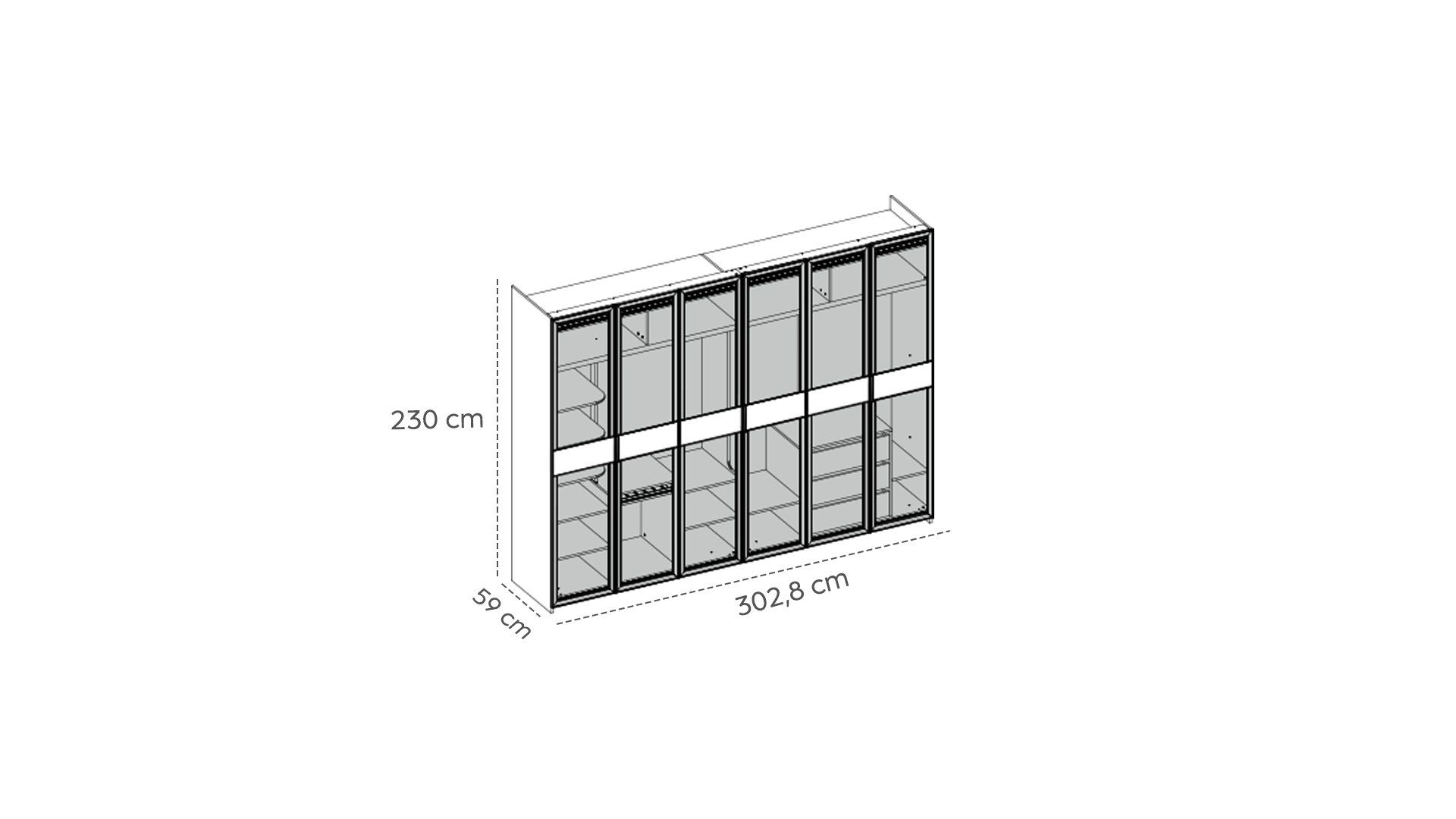 Dolunay 300 cm Sürgülü Akordiyon Dolap