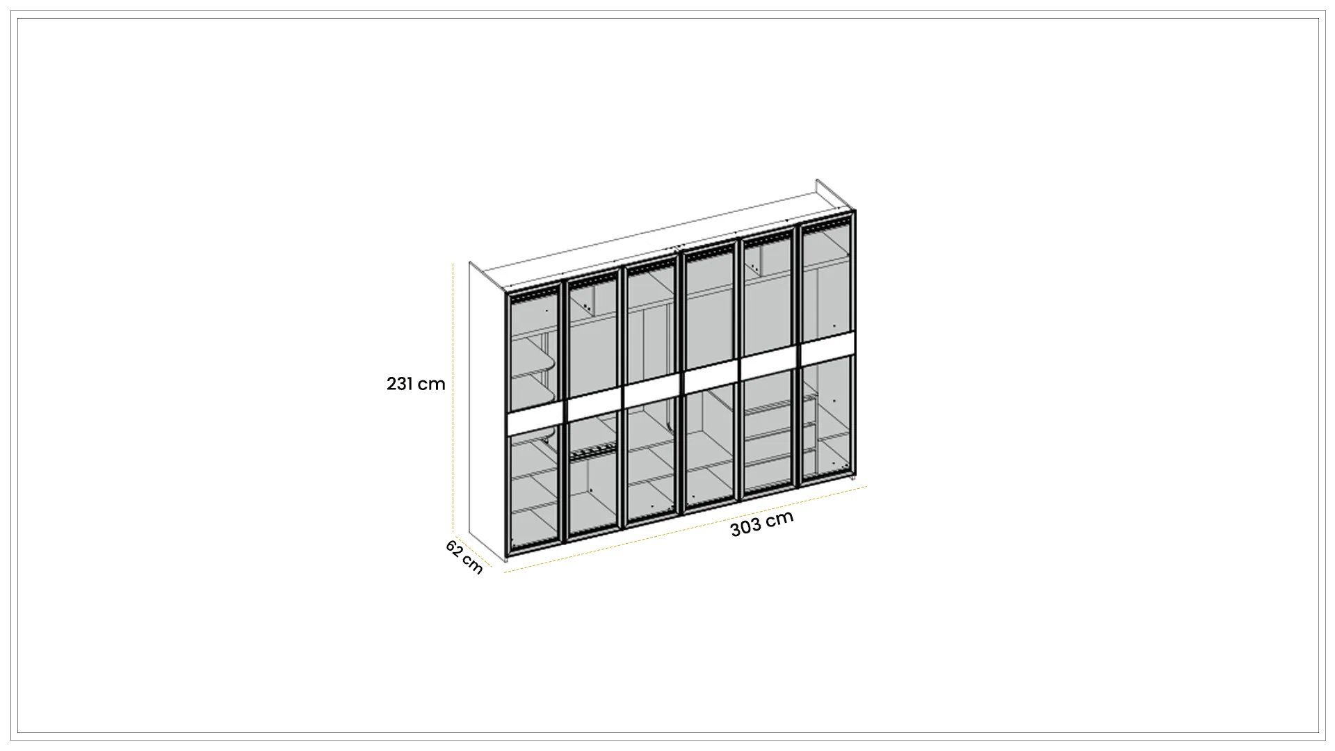 Vollmond Schiebe Akkordeon Kleiderschrank, 300 cm