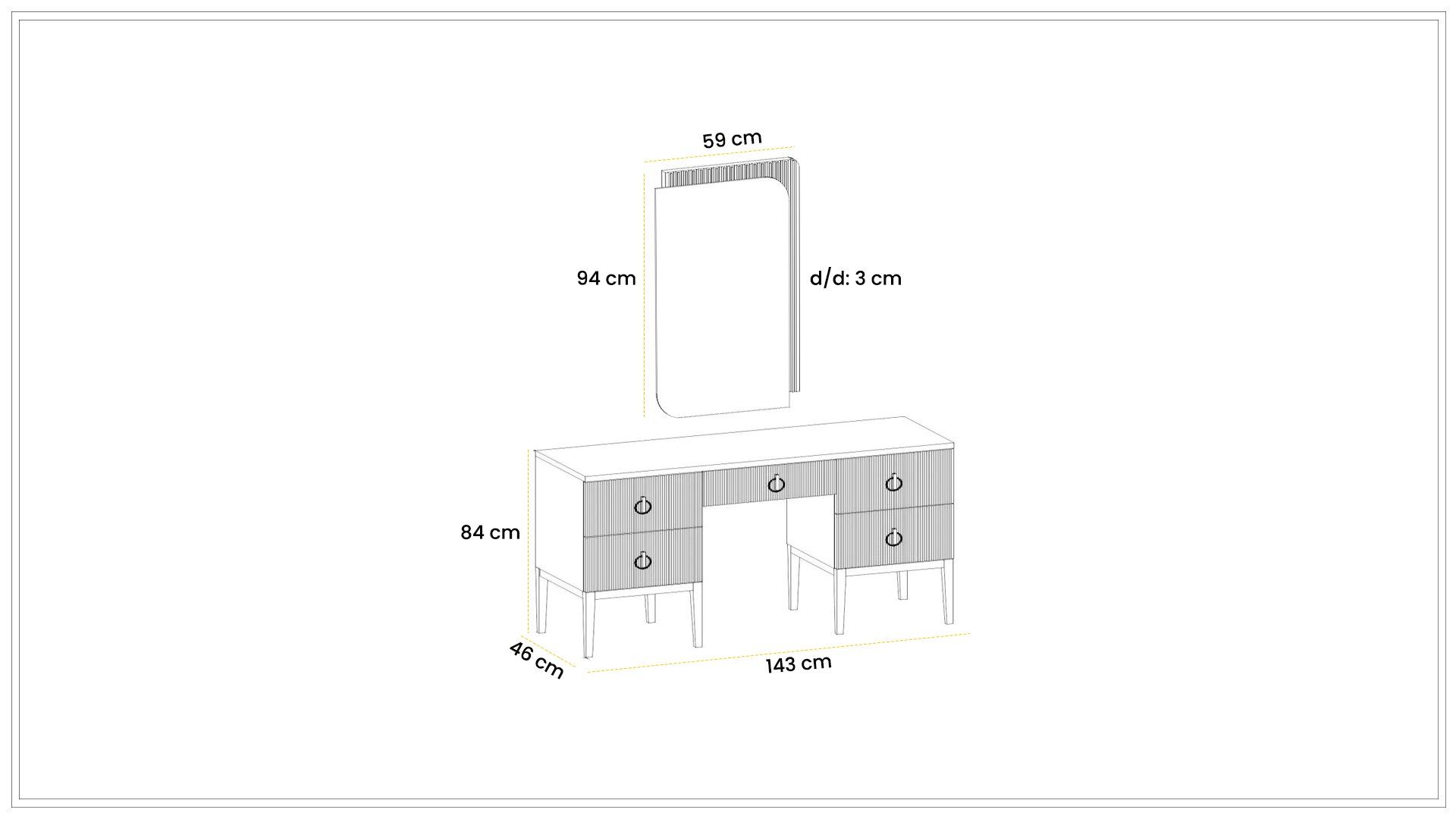 Defne Premium Dresser + Mirror