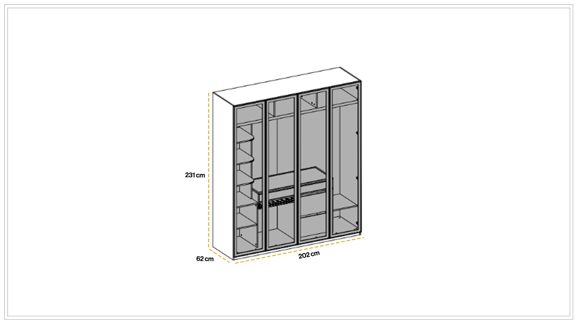 Armoire à portes accordéon Dolunay 200 cm