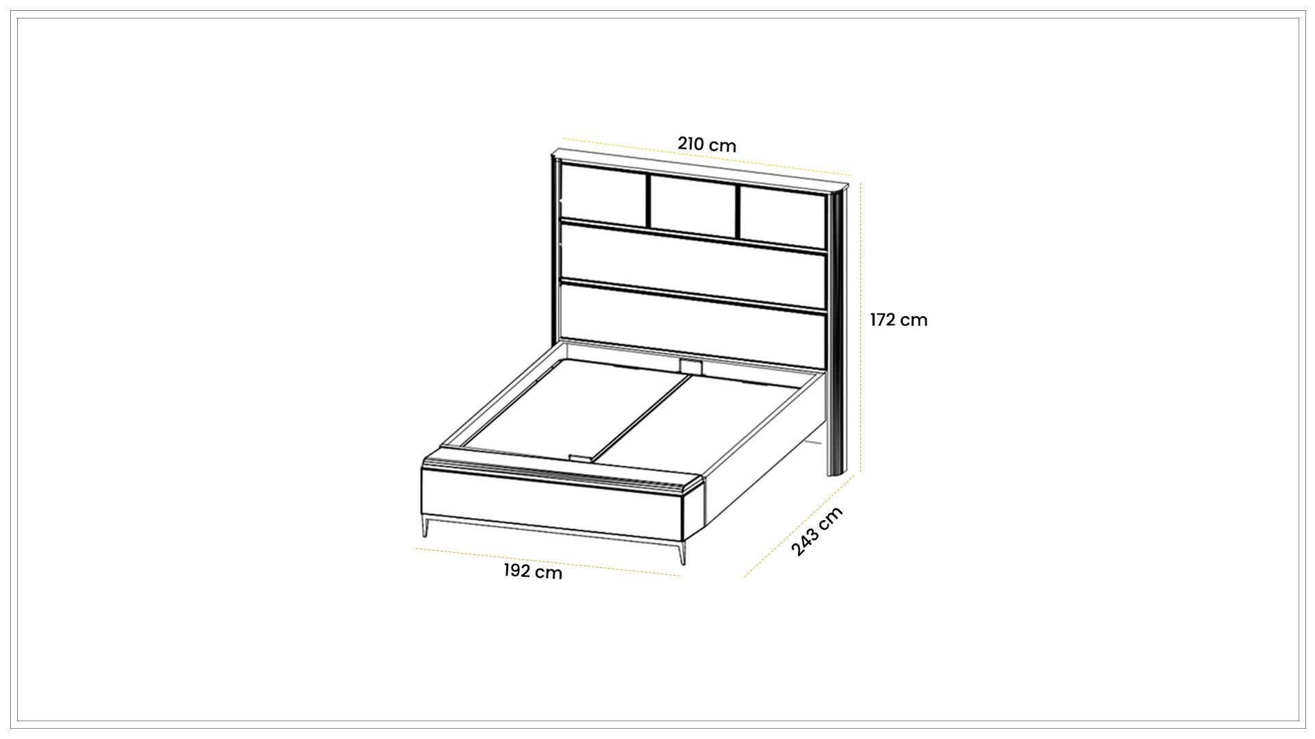 Kapadokya 180 cm Karyola Bençli (Panosuz)