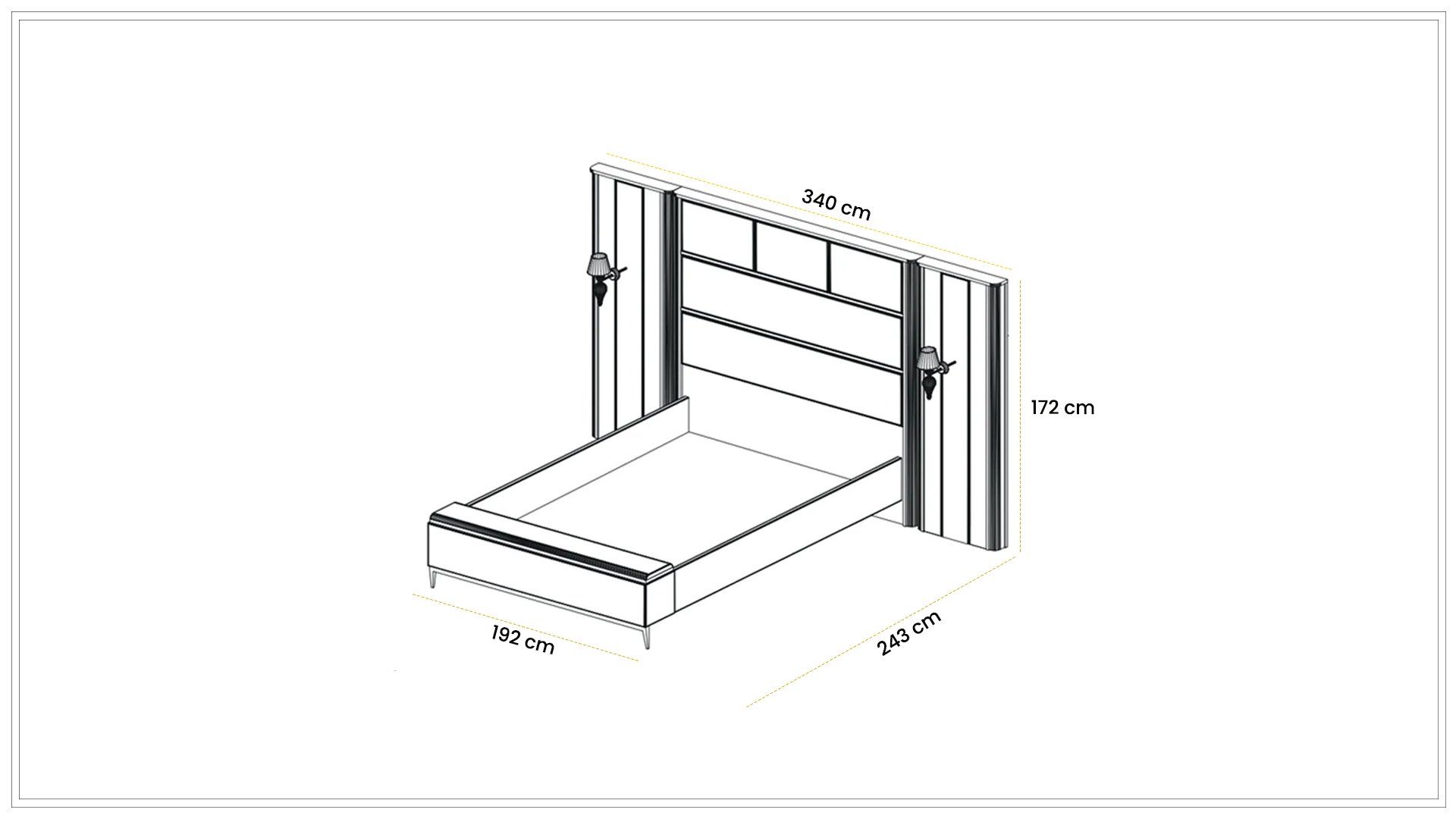 Kapadokya 180 cm Bençli Karyola (Panolu)