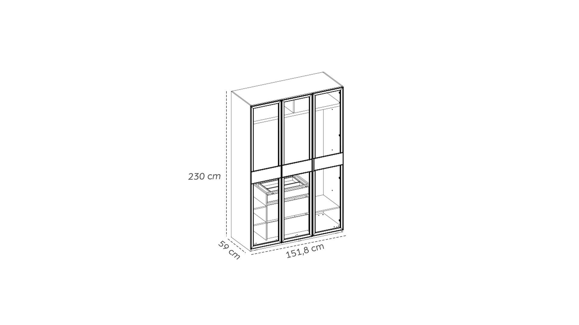 Full Moon 150 cm Accordion Door Wardrobe