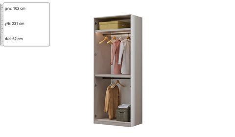 Kaschmir 100 cm V6 Doppel-Kleiderschrank
