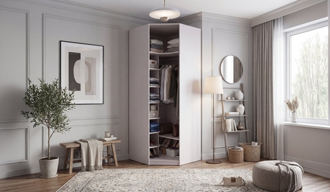 Zerre Tek Kapaklı Köşe Dolap