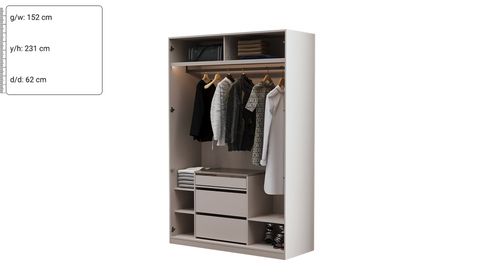 Kaschmir Kleiderschrank mit Falttüren 150 cm