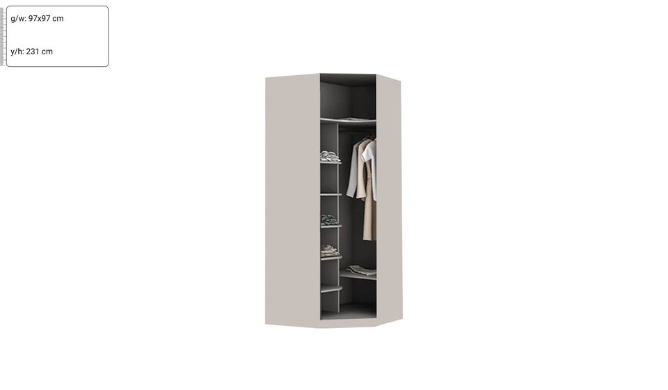 Kaşmir Tek Kapaklı Köşe Dolap